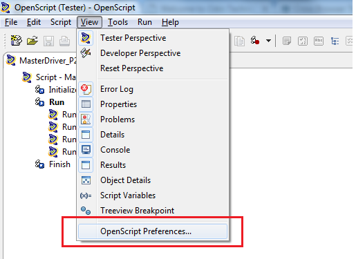Open OpenScript Preferences