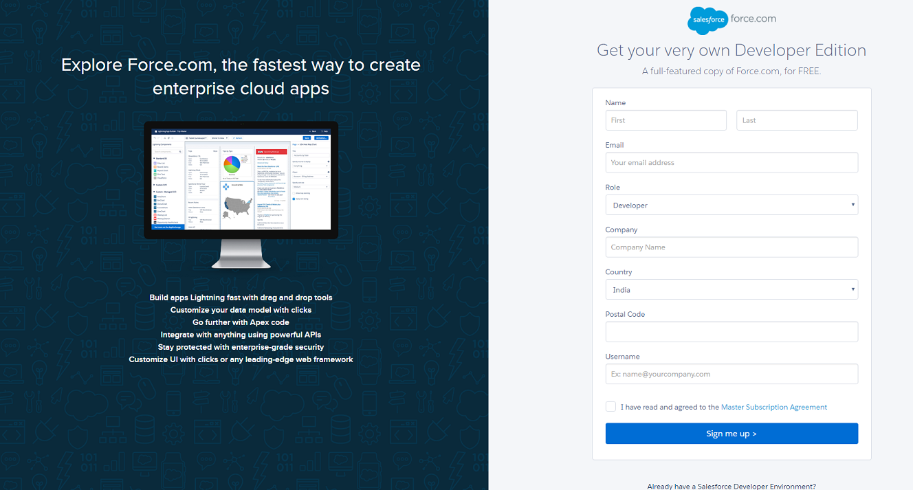 salesforce-sign-up-page