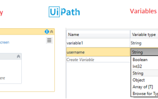 Variables, data types and activities in UiPath