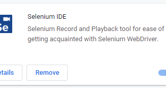 Selenium IDE extension in chrome